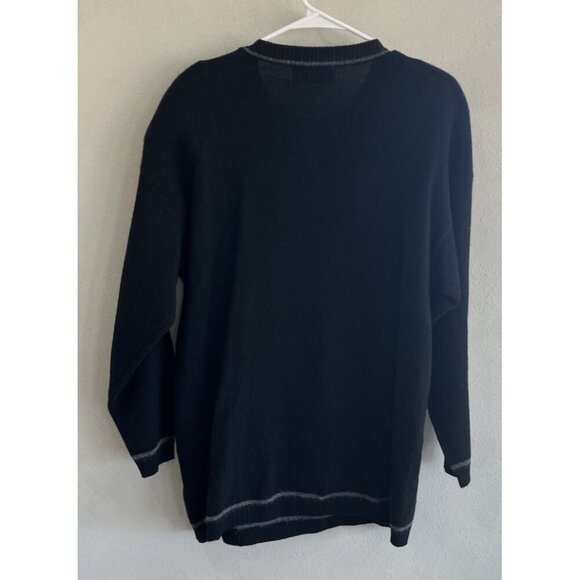 Marisa Christina Crewneck sweater black XL Long Sleeve Lambswool Rabbit Fur Gray - Picture 5 of 5